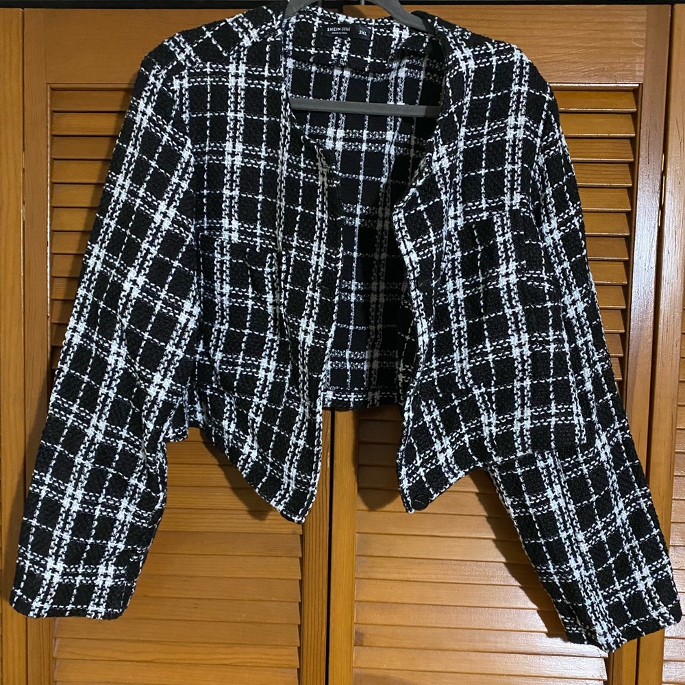 Shein Cropped Sweater Jacket Button Up